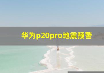 华为p20pro地震预警