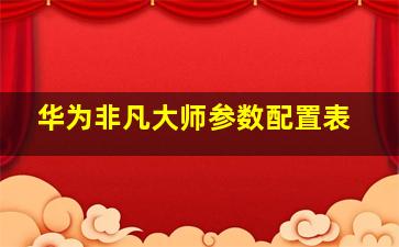 华为非凡大师参数配置表