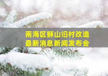 南海区狮山旧村改造最新消息新闻发布会