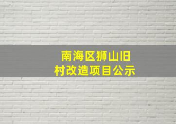 南海区狮山旧村改造项目公示