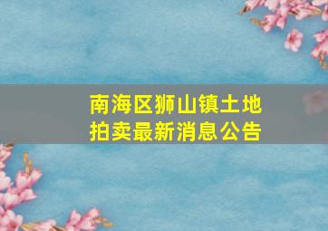 南海区狮山镇土地拍卖最新消息公告