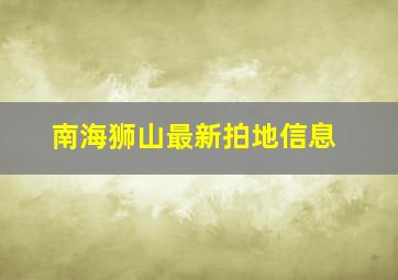 南海狮山最新拍地信息