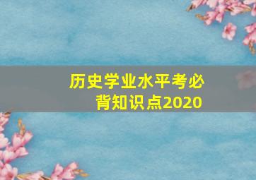 历史学业水平考必背知识点2020