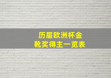 历届欧洲杯金靴奖得主一览表