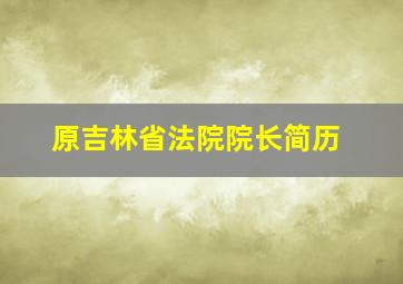 原吉林省法院院长简历