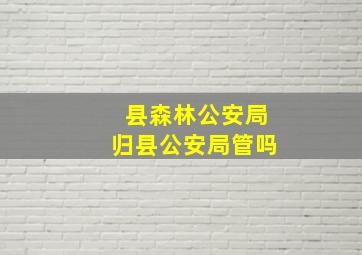 县森林公安局归县公安局管吗