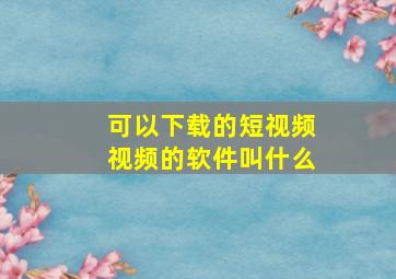 可以下载的短视频视频的软件叫什么