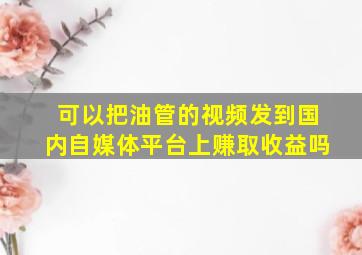 可以把油管的视频发到国内自媒体平台上赚取收益吗