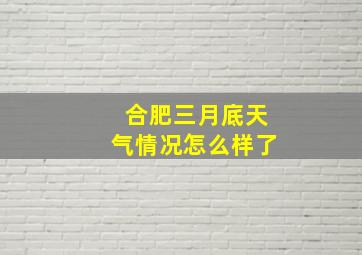 合肥三月底天气情况怎么样了