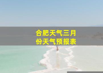 合肥天气三月份天气预报表