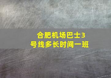 合肥机场巴士3号线多长时间一班