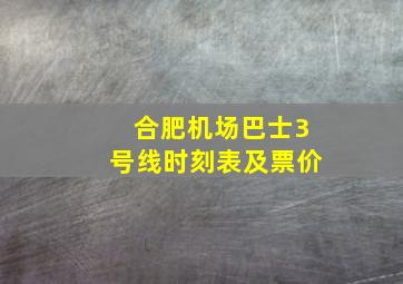 合肥机场巴士3号线时刻表及票价