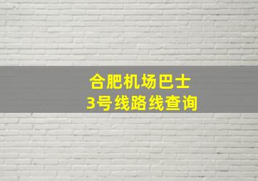 合肥机场巴士3号线路线查询