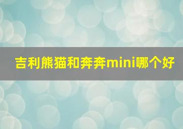 吉利熊猫和奔奔mini哪个好