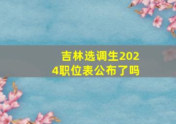 吉林选调生2024职位表公布了吗