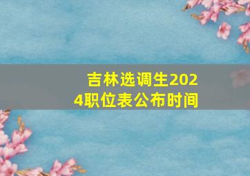 吉林选调生2024职位表公布时间