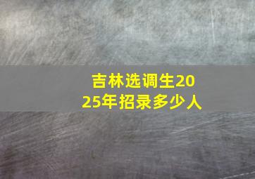 吉林选调生2025年招录多少人