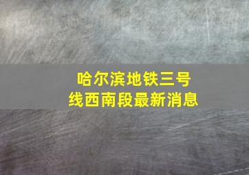 哈尔滨地铁三号线西南段最新消息