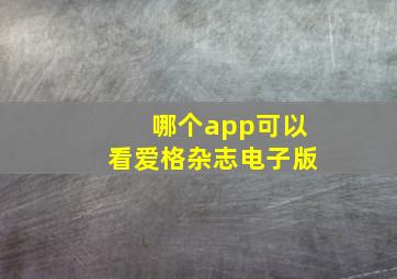 哪个app可以看爱格杂志电子版