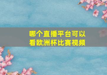 哪个直播平台可以看欧洲杯比赛视频