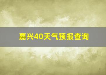 嘉兴40天气预报查询