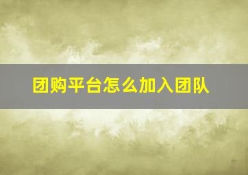 团购平台怎么加入团队