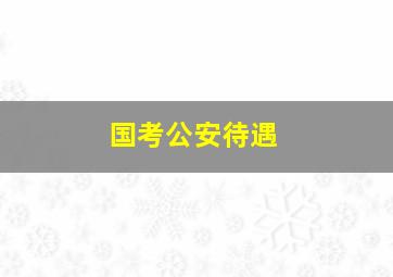 国考公安待遇