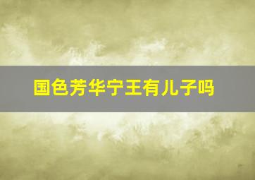 国色芳华宁王有儿子吗