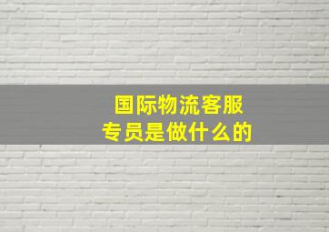 国际物流客服专员是做什么的