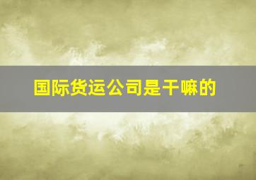 国际货运公司是干嘛的