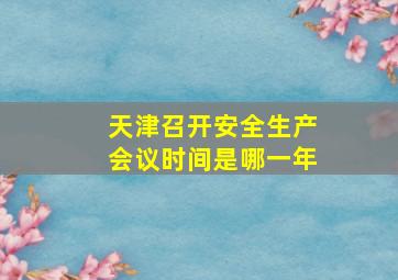 天津召开安全生产会议时间是哪一年