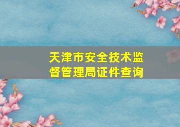 天津市安全技术监督管理局证件查询