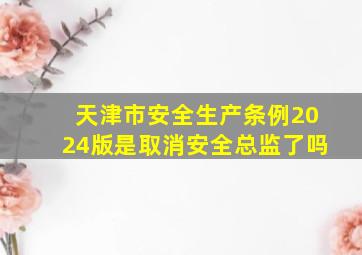 天津市安全生产条例2024版是取消安全总监了吗