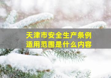 天津市安全生产条例适用范围是什么内容