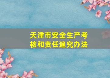 天津市安全生产考核和责任追究办法