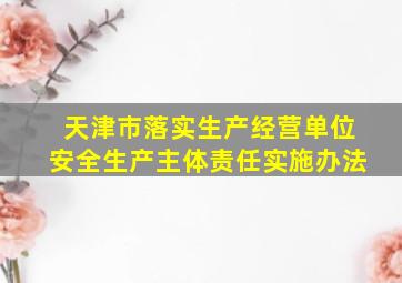 天津市落实生产经营单位安全生产主体责任实施办法