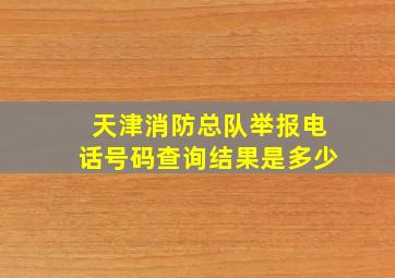 天津消防总队举报电话号码查询结果是多少