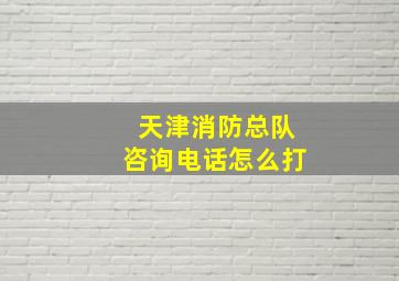 天津消防总队咨询电话怎么打