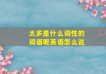 太多是什么词性的词语呢英语怎么说