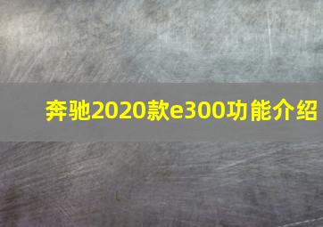 奔驰2020款e300功能介绍