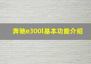 奔驰e300l基本功能介绍