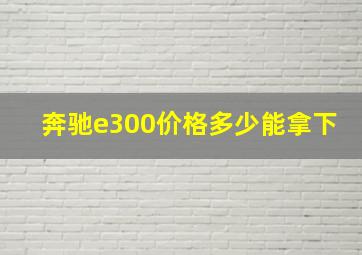 奔驰e300价格多少能拿下