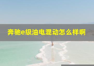 奔驰e级油电混动怎么样啊