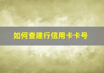 如何查建行信用卡卡号