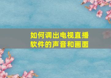 如何调出电视直播软件的声音和画面