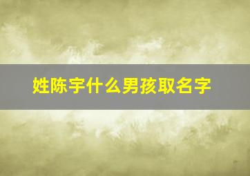 姓陈宇什么男孩取名字