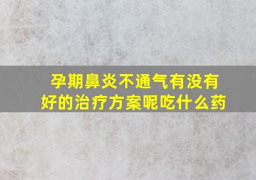 孕期鼻炎不通气有没有好的治疗方案呢吃什么药