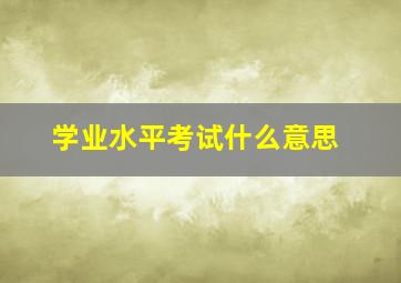 学业水平考试什么意思