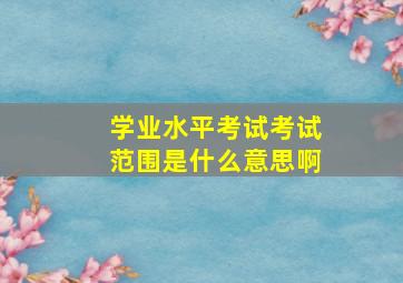 学业水平考试考试范围是什么意思啊