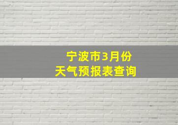 宁波市3月份天气预报表查询